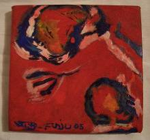 Rouge - Décembre 2005 - Chaque toile mesure 9 cm x 9 cm © Anju Chaudhuri